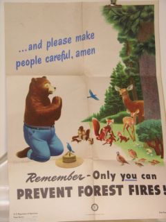  Bear Praying Original Forest Fire Poster James Hansen Very RARE