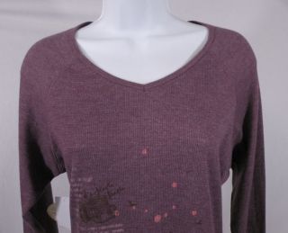 New Jakes Dry Goods Womens Long Sleeve Thermal Graphic T Shirt Purple