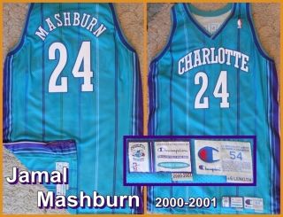 Jamal Mashburn 2000 01 Champion Charlotte Hornets Teal Game Worn