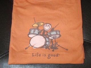Life Is Good Drummer Jake Drums on Orange RARE Men XL