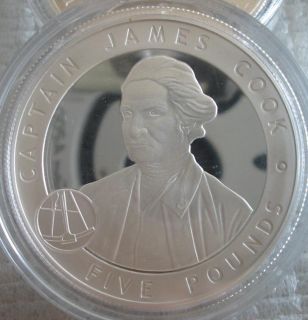 Alderney 5 Pounds 2007 Silver Proof James Cook