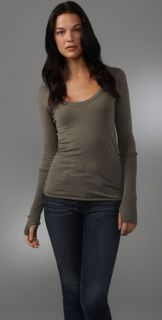 Enza Costa Cotton Cashmere Sweater with Thumbholes