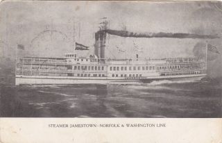 Steamer Jamestown Norfolk and Washington Line SHIP 1900s Postcard