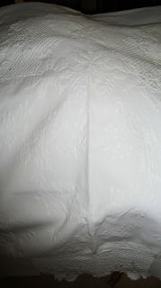 RARE French Antique c1860 Pique White Bed Cover Bedspread Table Cloth