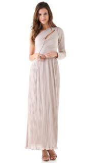 Halston Heritage One Shoulder Pleated Gown