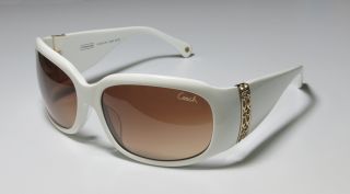 New Coach Jacqueline S828 White Gold Brown Luxurious Sunglasses Shades