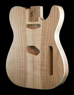 Body for Telecaster Chambered Curly Ash on Ash Back Inlay 9 Unique