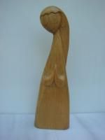 Vintage Modernist Wood Sculpture Lady Praying J G Casas