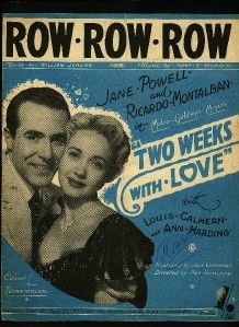 Vintage Jane Powell Ricardo Montalban Row Row Row UK Sheet Music