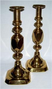 The Ace of Diamonds Queens Jubilee Pair of Antique Brass Candlesticks