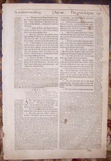 1616 Geneva Folio Black Letter Bible Leaf Revelations 12 War in Heaven