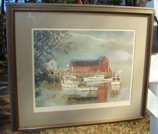 SN Listed Artist James Colway Maritime Harbor Scene Boat Print