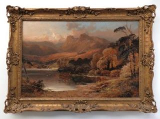 Clarence Roe (1870 1909) Original Antique Landscape Oil Painting Lake