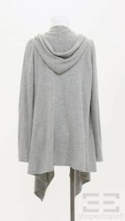 Jamison Grey Wool Cashmere Hooded Drape Front Sweater Size Medium