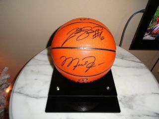 Michael Jordan LeBron James Autographed Basketball Jordan LeBron Auto