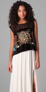 Free People Native Embroidered Velvet Top