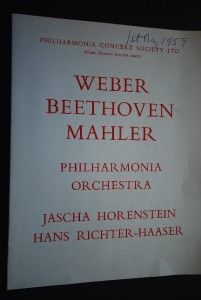 Concert Programme Philharmonia Jascha Horenstein Hans Richter Hasser