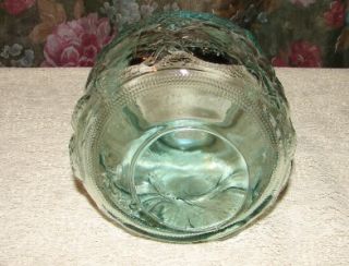 Vintage Green Glass Fruit Design Jar