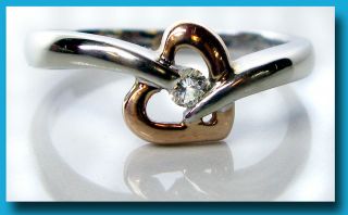 Jared Jewelers Diamond Open Heart Ring 1 20 Ct 10K Two Tone Rose White