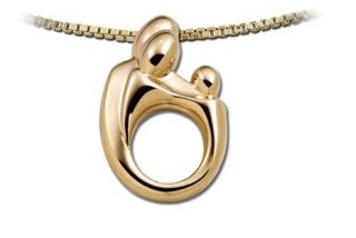 New Janel Russell 14k Yellow Gold Mother Child Family Pendant Charm