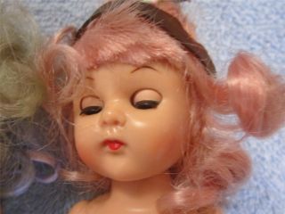 Ginny 1950s 8 Virga Tiny Twinkle Dolls Green and Pink Hair Tutu