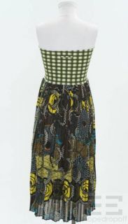 Jean Paul Gaultier Soleil Green Stretch Knit Printed Gauze Dress Size