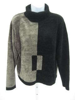 Jeffrey Todd Black Brown Chenille Turtleneck Sweater 1