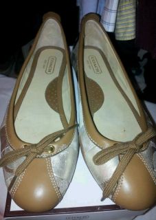 Coach Jenilee Patchwork Brown Leather Ballet Drivng Flats 8 5