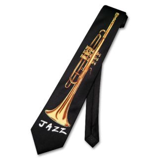 Necktie Jazz Horn Instrument Mens Black Neck Tie