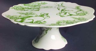Jay Willfred Imports Bunny Toile Footed Cake Plate