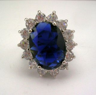 Kenneth Jay Lane Simulated Sapphire and Crystal Princess Ring