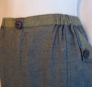 Flax Jeanne Engelhart Blue Sage Artsy Linen Long Skirt 4P 6P