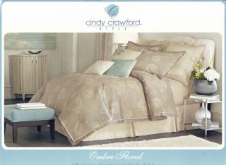  Cindy Crawford 4 PC Comforter Set CA King Ombre Floral