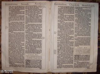  Folio King James He Black Letter Bible Leaf Jeremiah Bifolio