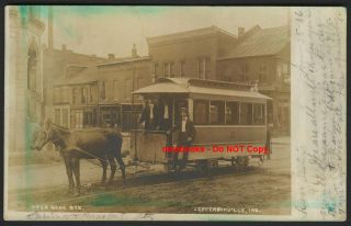 RPPC Horse Drawn RR Trolley Car Jeffersonville in 1906