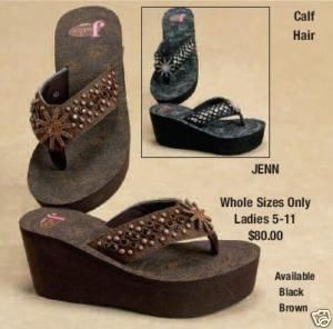 Justin Ladies Flip Flops Jenn Black or Brown 5501402 5501401