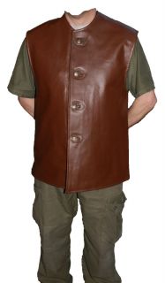  British Army Style Genuine Real Leather Jerkin Vest Waistcoat