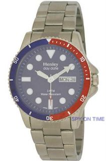Henley Mens Blue Dial Watch with Date Day Display BNIB