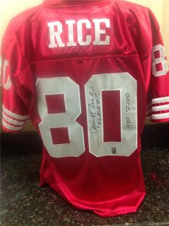 Jerry Rice Signed 49ers Red Throwback Jersey w/FLASH 80 Inscrip (RICE