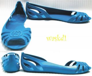  40 wedge MAROLA interlocking G rubber JELLY flat shoes NIB Authentic