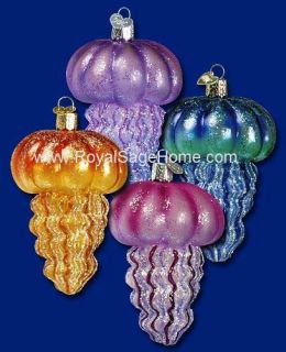 Jellyfish Blown Glass Christmas Ornament 1 of 4
