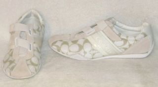 Coach Signature Jenney Authentic Designer White Khaki Shoes 8 New