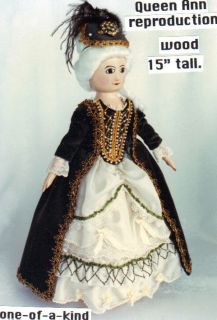 Reproduction Repro Queen Anne Wooden Doll