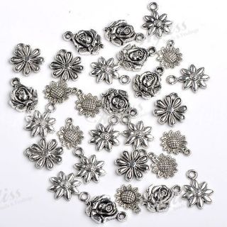 40pcs Mix Sunflower Bail Findings Spacer Beads for DIY Jewelry Charms