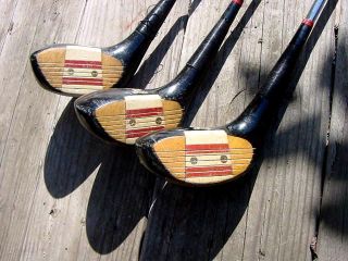 Vintage Jerry Barber Personal Wood Clubs 1 3 4
