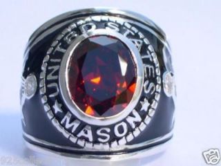  Stone United States Mason Masonic Men Ring Jewelry Size 7 15