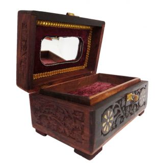   Vintage Style Medium Wooden Jewelry Box Storage Wood Trunk MWB14B