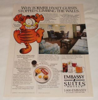 1989 Embassy Suites Hotel Ad Page Jim Davis Garfield