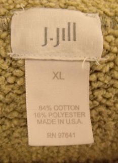 Sz XL 1x J Jill Light Green Slouchy Textured Cotton Long Pullover
