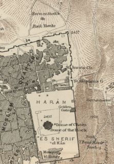 Jerusalem City Map / Plan: Authentic 1889 Map showing Landmarks and